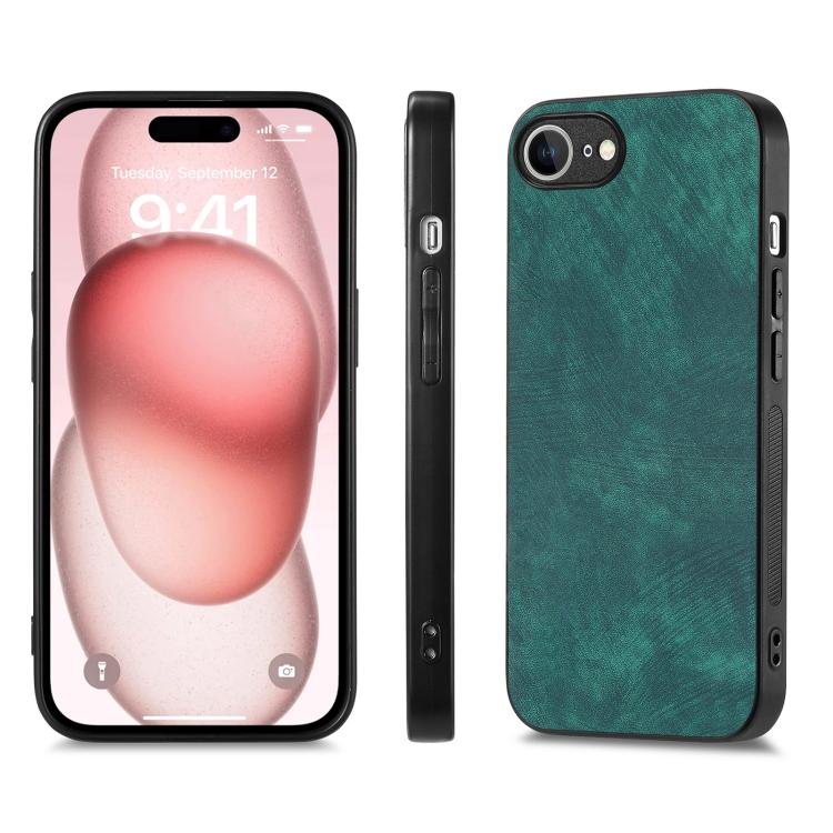 For iPhone 17e / 16e Vintage Leather PC Back Cover Phone Case