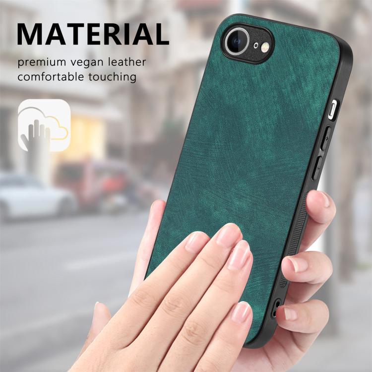 For iPhone 17e / 16e Vintage Leather PC Back Cover Phone Case