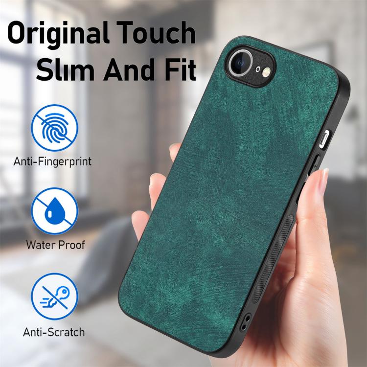 For iPhone 17e / 16e Vintage Leather PC Back Cover Phone Case