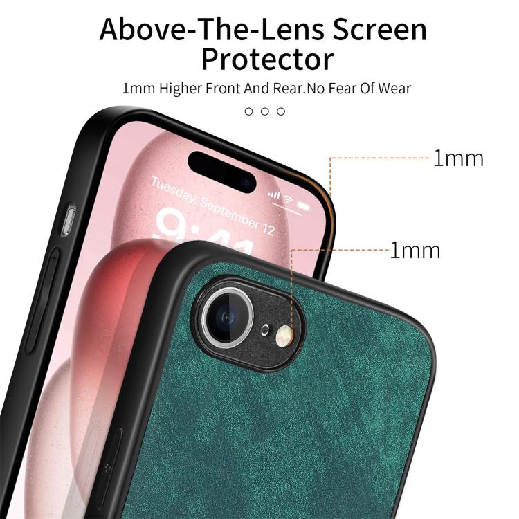 For iPhone 17e / 16e Vintage Leather PC Back Cover Phone Case