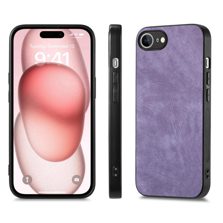 For iPhone 17e / 16e Vintage Leather PC Back Cover Phone Case