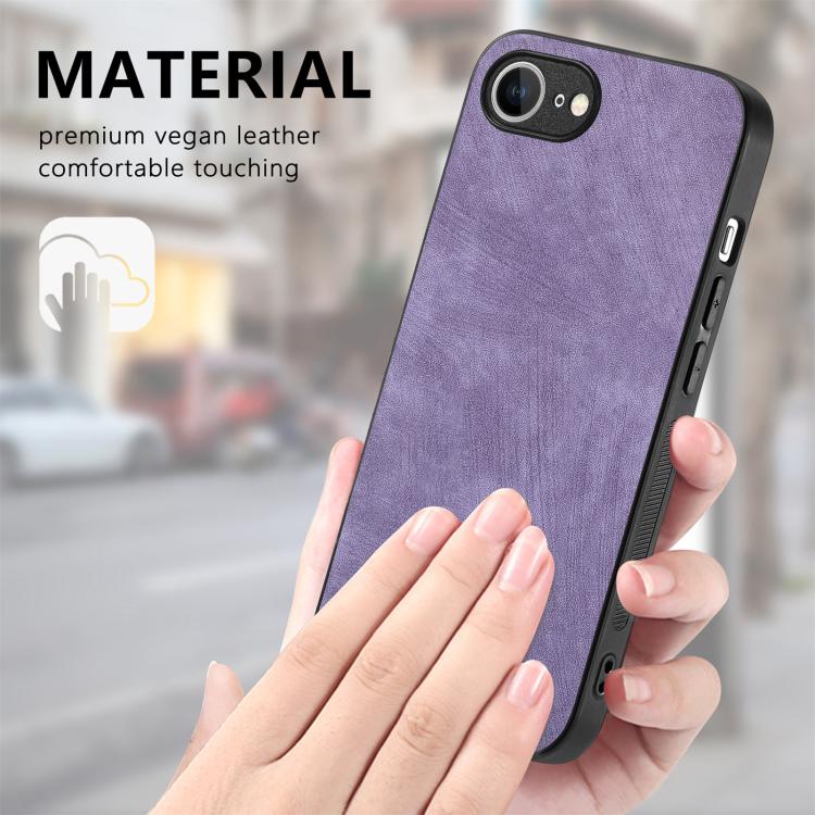 For iPhone 17e / 16e Vintage Leather PC Back Cover Phone Case