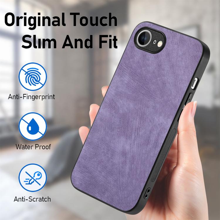 For iPhone 17e / 16e Vintage Leather PC Back Cover Phone Case