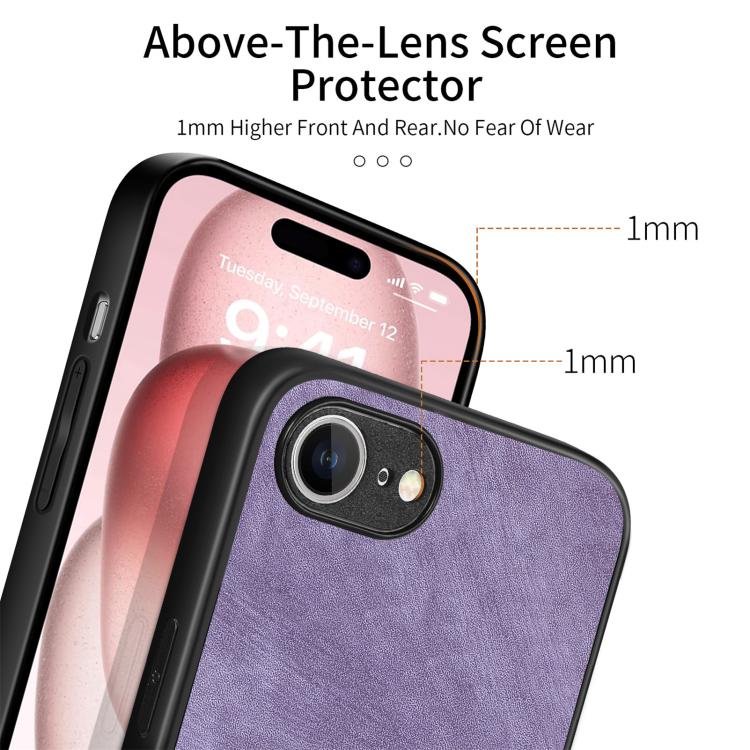 For iPhone 17e / 16e Vintage Leather PC Back Cover Phone Case