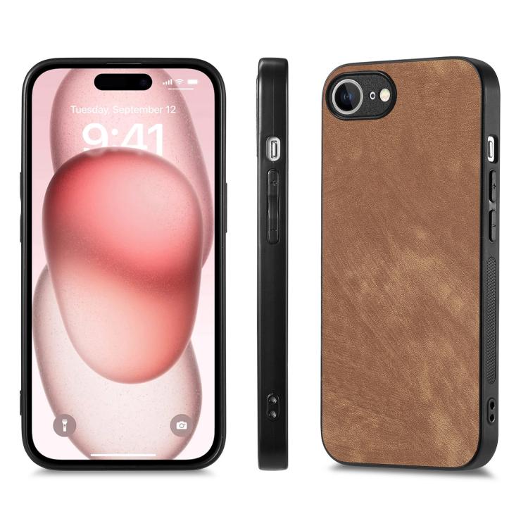 For iPhone 17e / 16e Vintage Leather PC Back Cover Phone Case