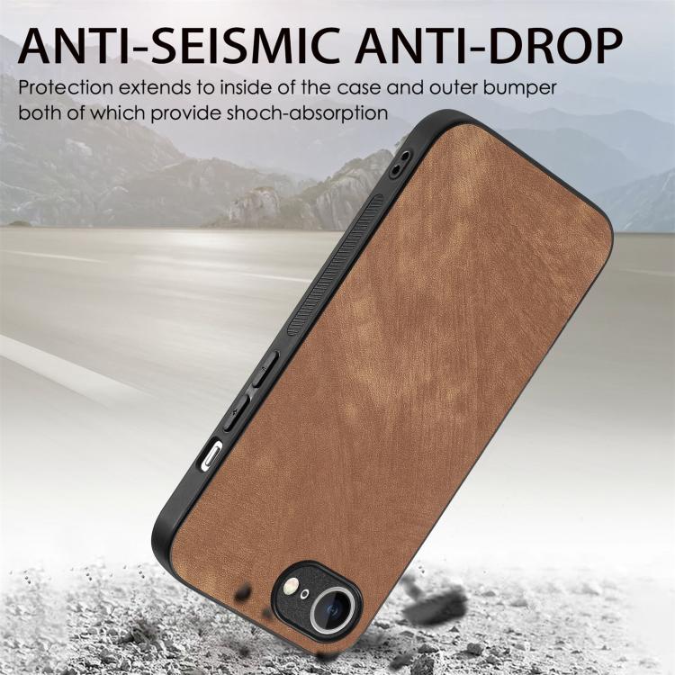 For iPhone 17e / 16e Vintage Leather PC Back Cover Phone Case