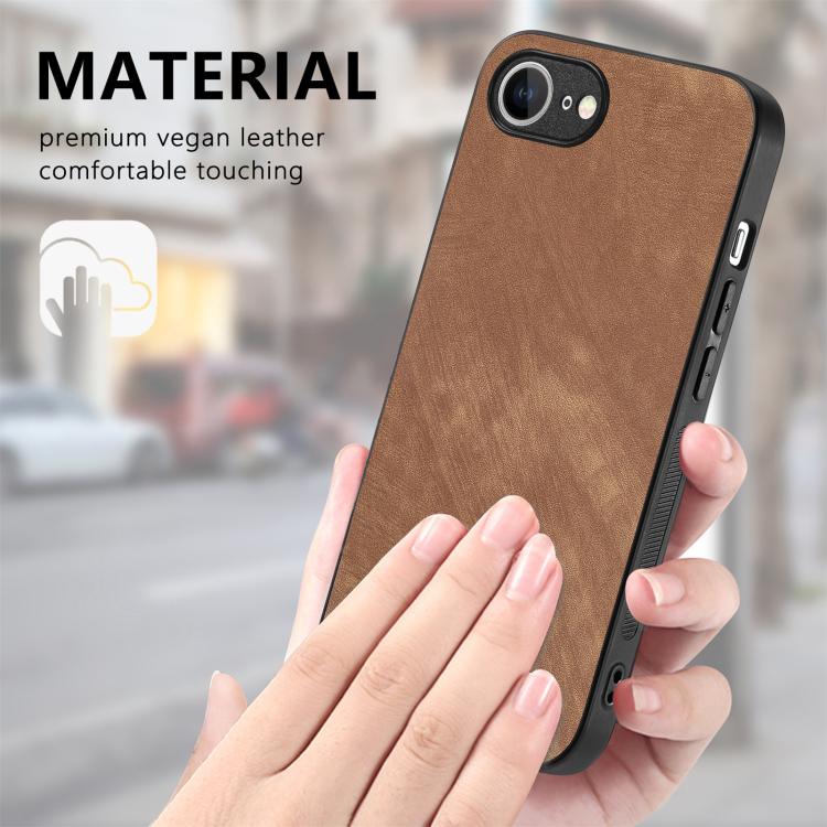 For iPhone 17e / 16e Vintage Leather PC Back Cover Phone Case