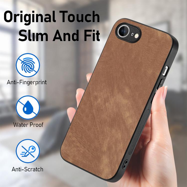 For iPhone 17e / 16e Vintage Leather PC Back Cover Phone Case