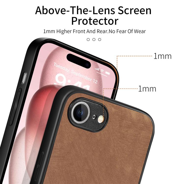 For iPhone 17e / 16e Vintage Leather PC Back Cover Phone Case
