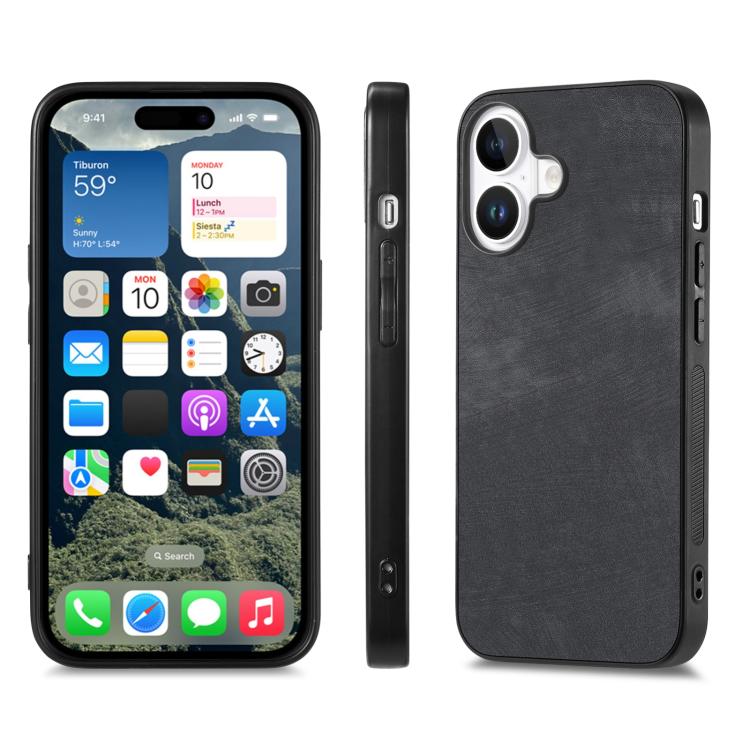 For iPhone 17 Vintage Leather PC Back Cover Phone Case