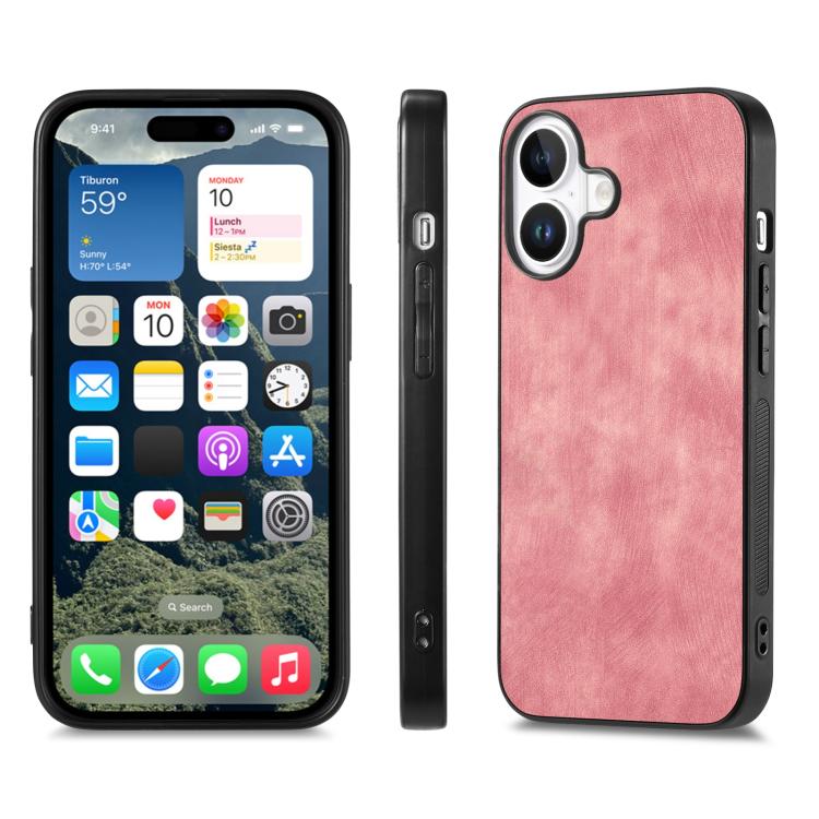 For iPhone 17 Vintage Leather PC Back Cover Phone Case