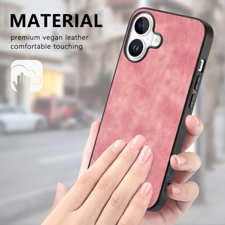 For iPhone 17 Vintage Leather PC Back Cover Phone Case