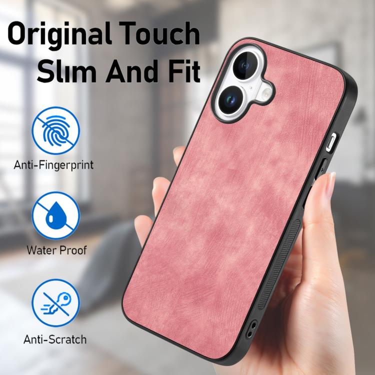 For iPhone 17 Vintage Leather PC Back Cover Phone Case