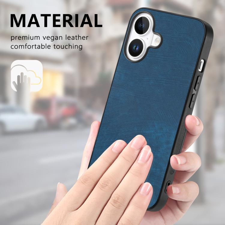 For iPhone 17 Vintage Leather PC Back Cover Phone Case