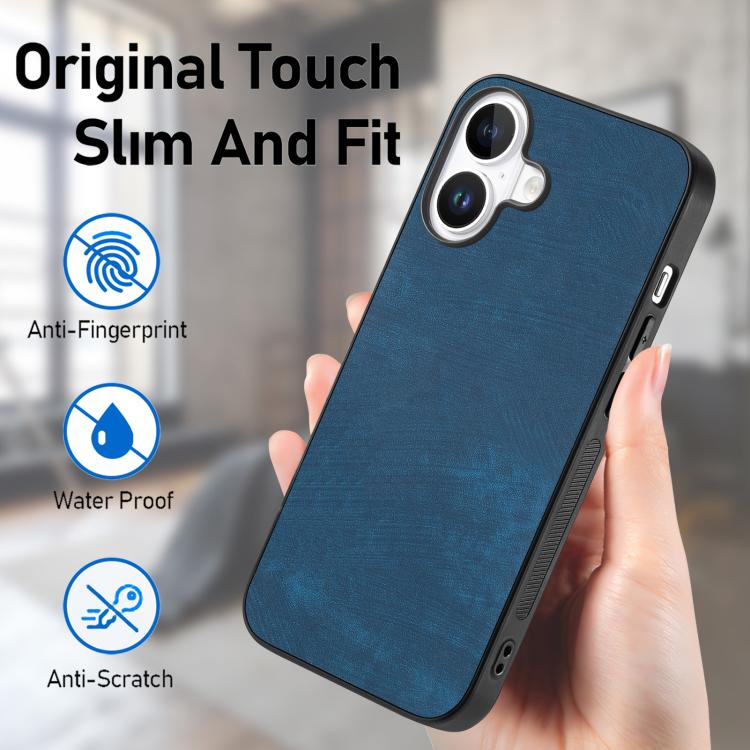 For iPhone 17 Vintage Leather PC Back Cover Phone Case