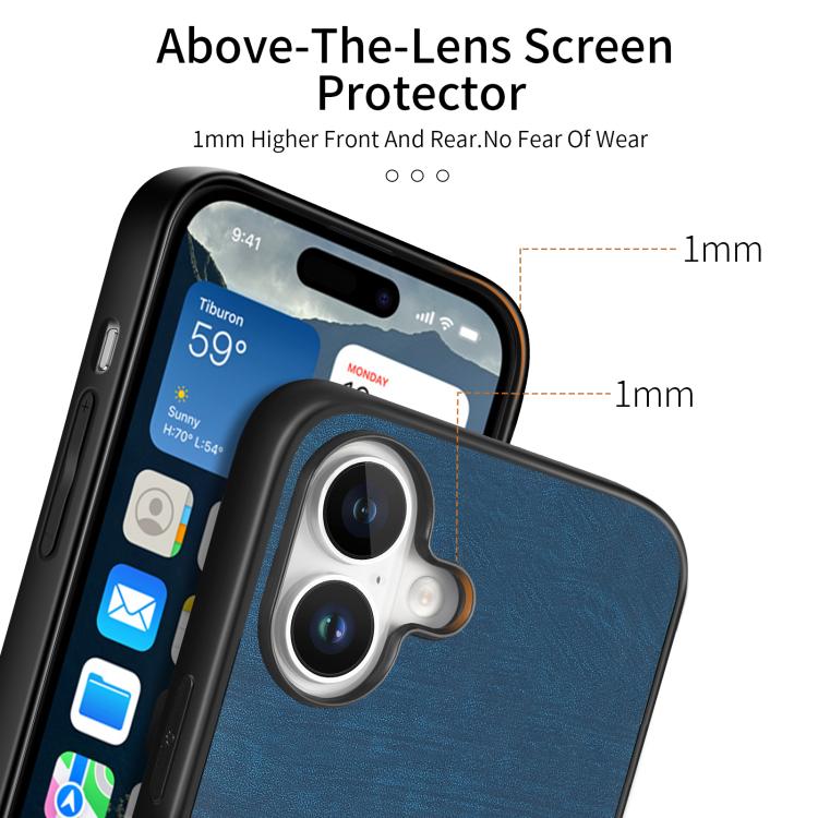 For iPhone 17 Vintage Leather PC Back Cover Phone Case