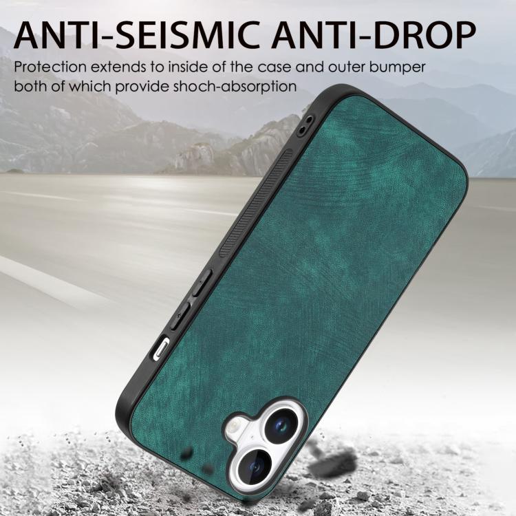 For iPhone 17 Vintage Leather PC Back Cover Phone Case