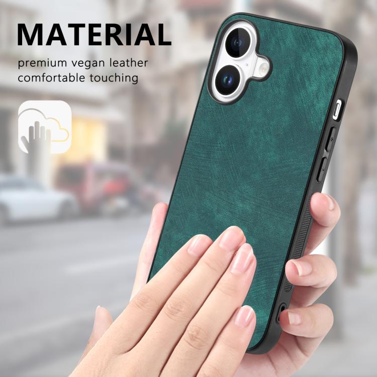 For iPhone 17 Vintage Leather PC Back Cover Phone Case
