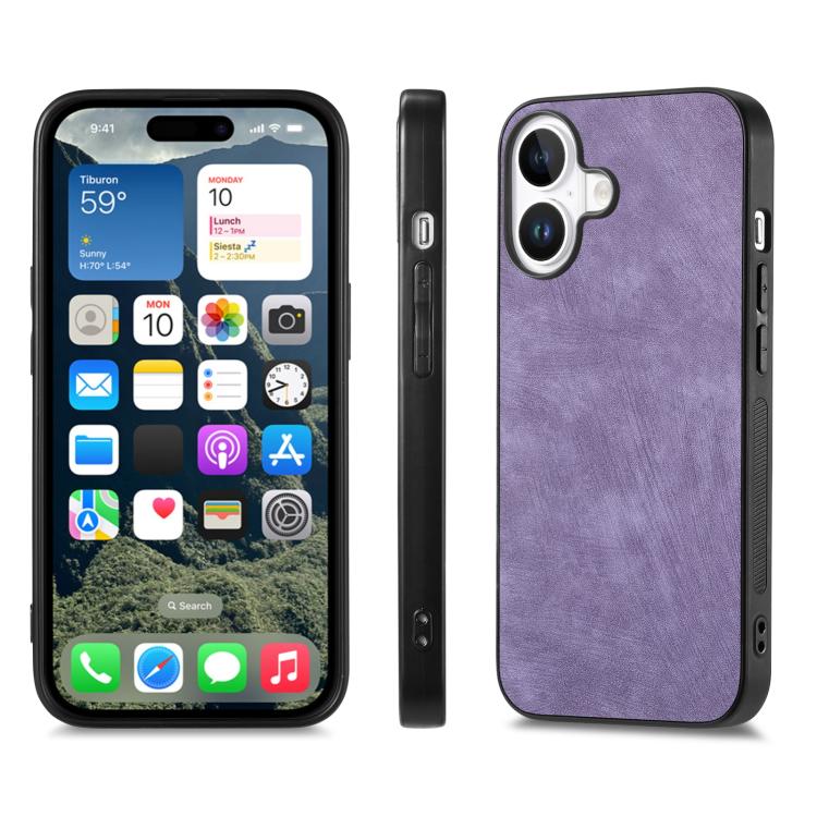 For iPhone 17 Vintage Leather PC Back Cover Phone Case