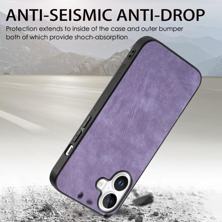 For iPhone 17 Vintage Leather PC Back Cover Phone Case