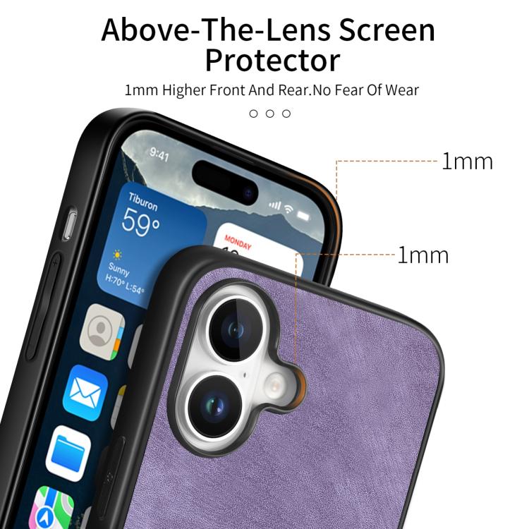 For iPhone 17 Vintage Leather PC Back Cover Phone Case
