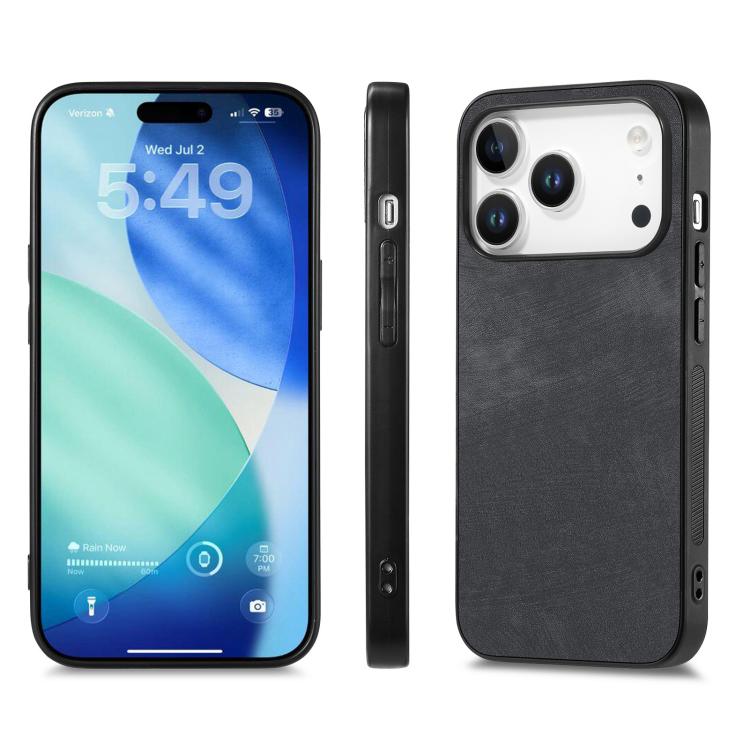 For iPhone 17 Pro Vintage Leather PC Back Cover Phone Case