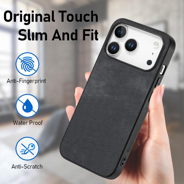 For iPhone 17 Pro Vintage Leather PC Back Cover Phone Case