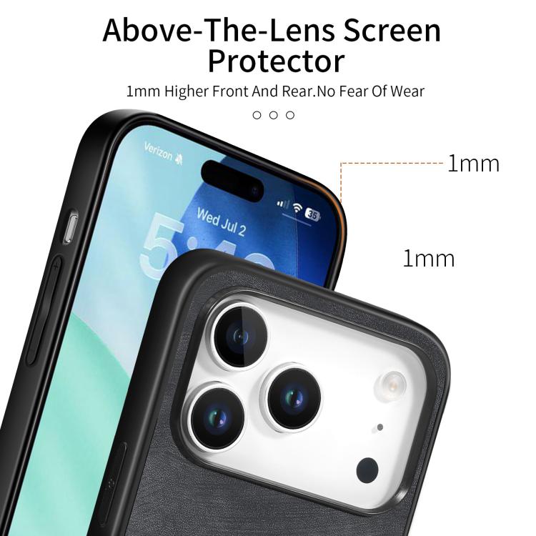 For iPhone 17 Pro Vintage Leather PC Back Cover Phone Case