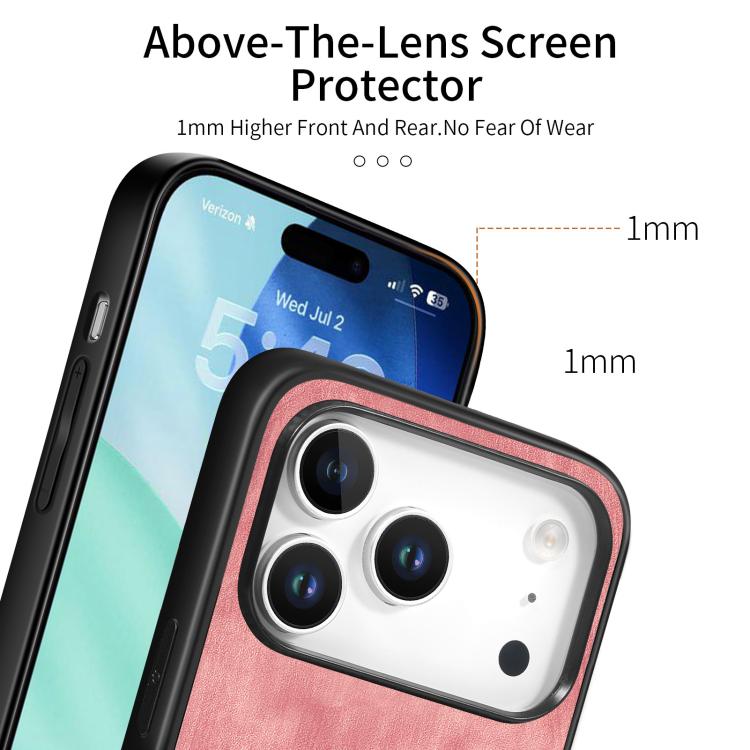 For iPhone 17 Pro Vintage Leather PC Back Cover Phone Case