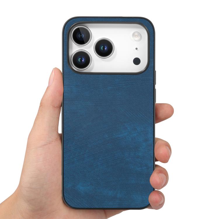 For iPhone 17 Pro Vintage Leather PC Back Cover Phone Case