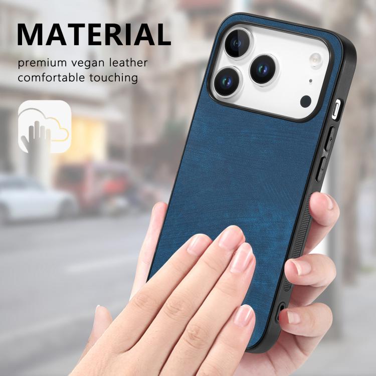 For iPhone 17 Pro Vintage Leather PC Back Cover Phone Case