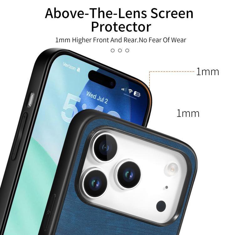 For iPhone 17 Pro Vintage Leather PC Back Cover Phone Case
