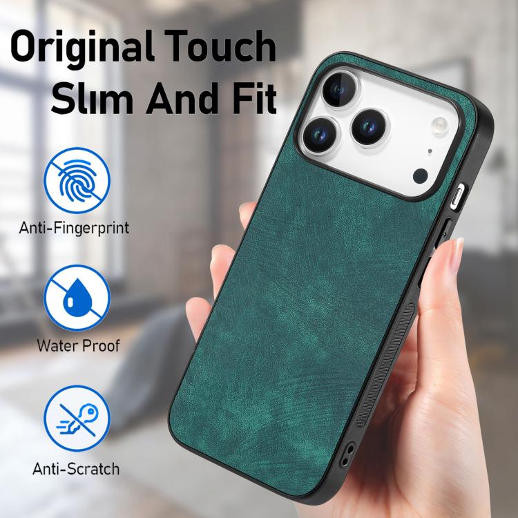 For iPhone 17 Pro Vintage Leather PC Back Cover Phone Case