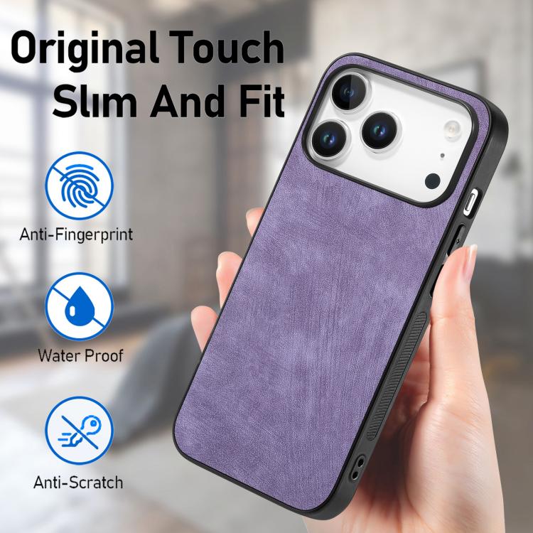 For iPhone 17 Pro Vintage Leather PC Back Cover Phone Case