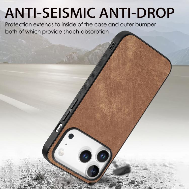 For iPhone 17 Pro Vintage Leather PC Back Cover Phone Case