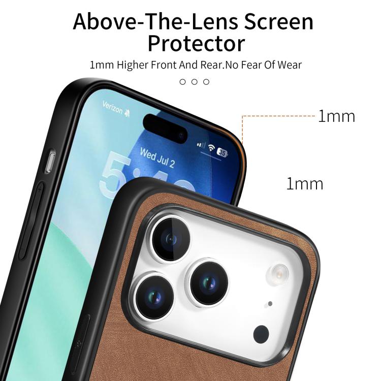 For iPhone 17 Pro Vintage Leather PC Back Cover Phone Case