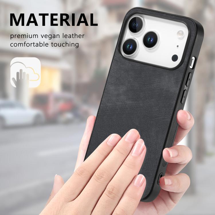 For iPhone 17 Pro Max Vintage Leather PC Back Cover Phone Case