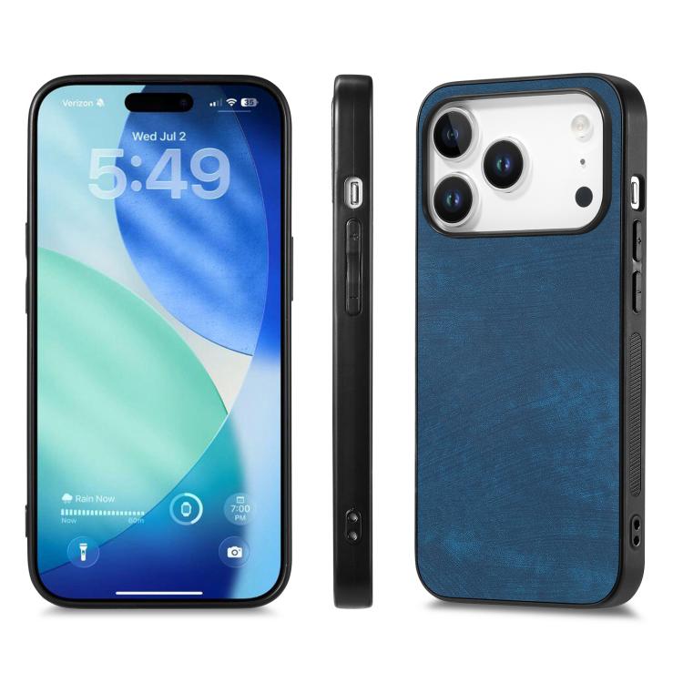 For iPhone 17 Pro Max Vintage Leather PC Back Cover Phone Case