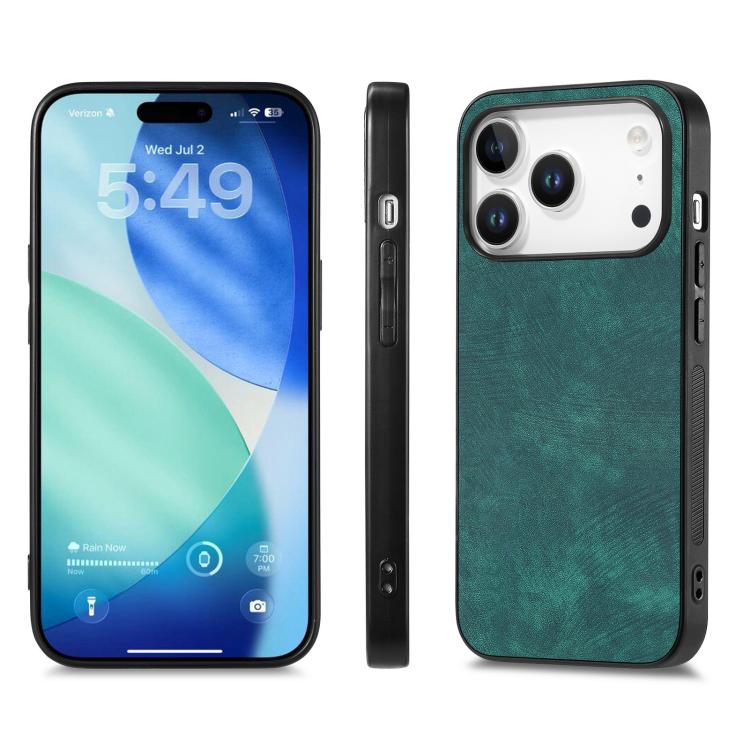 For iPhone 17 Pro Max Vintage Leather PC Back Cover Phone Case