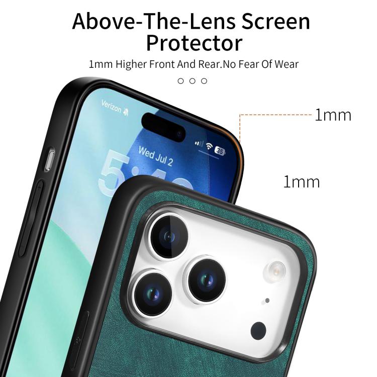 For iPhone 17 Pro Max Vintage Leather PC Back Cover Phone Case
