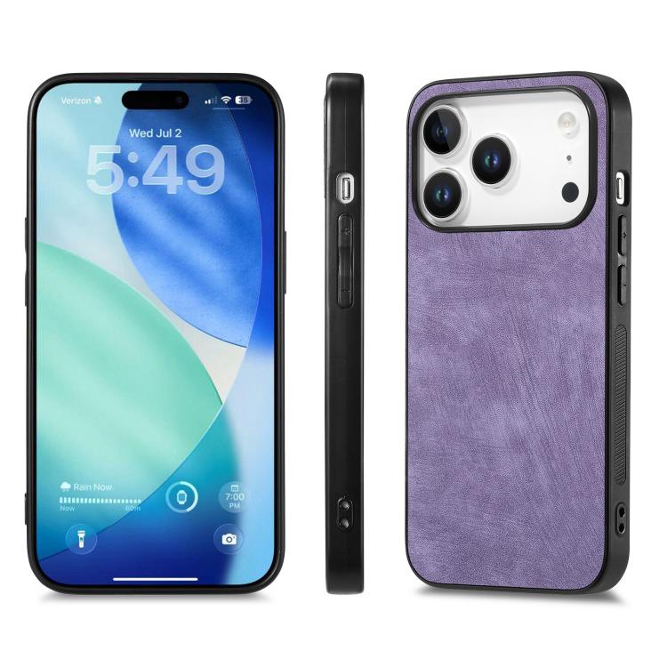 For iPhone 17 Pro Max Vintage Leather PC Back Cover Phone Case
