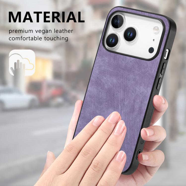 For iPhone 17 Pro Max Vintage Leather PC Back Cover Phone Case