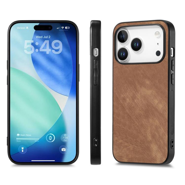 For iPhone 17 Pro Max Vintage Leather PC Back Cover Phone Case