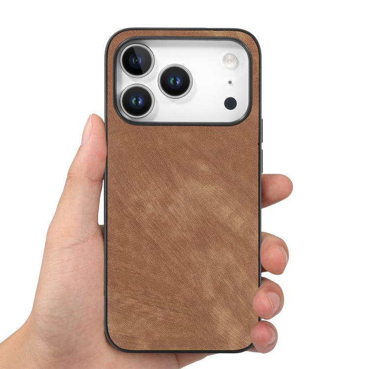 For iPhone 17 Pro Max Vintage Leather PC Back Cover Phone Case
