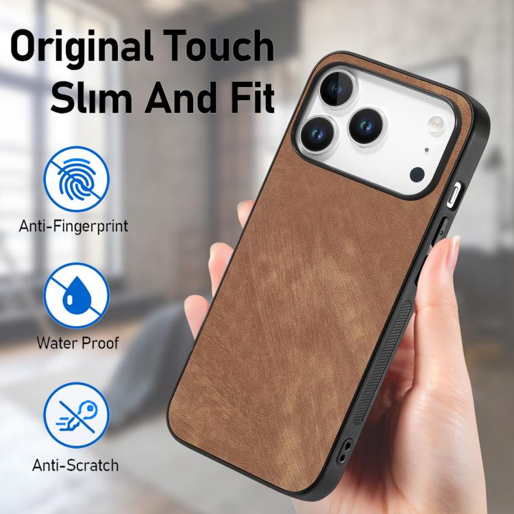 For iPhone 17 Pro Max Vintage Leather PC Back Cover Phone Case
