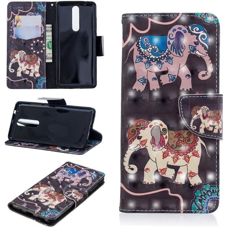 3D Colored Drawing Pattern Horizontal Flip Leather Case for Nokia 5.1, with Holder & Card Slots & Wallet