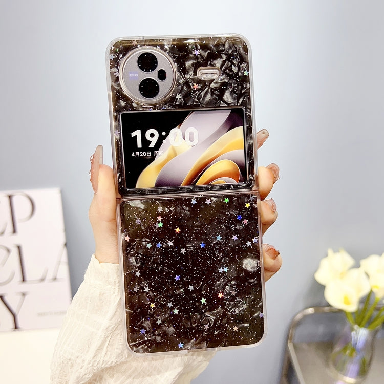 For vivo X Flip Glitter Epoxy Shell Texture Acrylic TPU Shockproof Phone Case