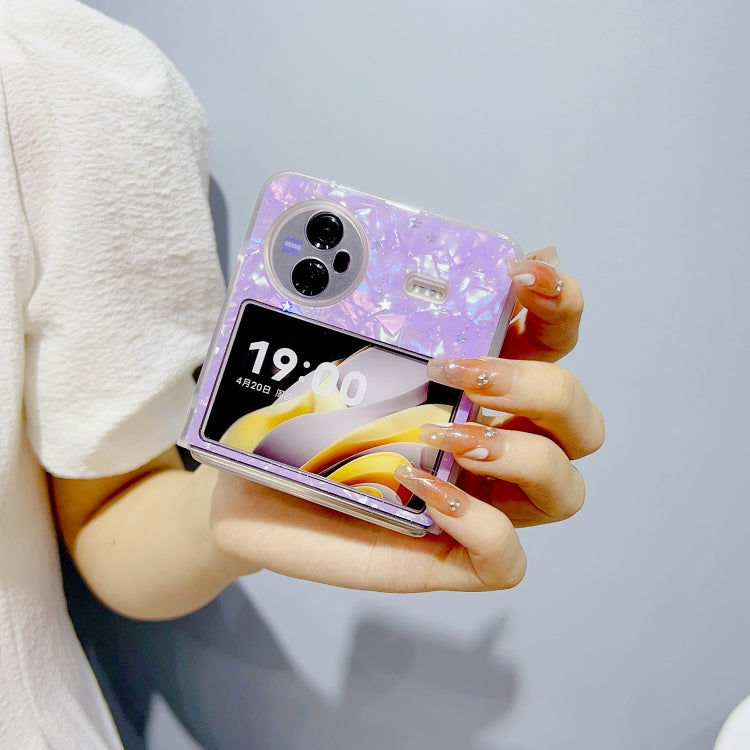 For vivo X Flip Glitter Epoxy Shell Texture Acrylic TPU Shockproof Phone Case