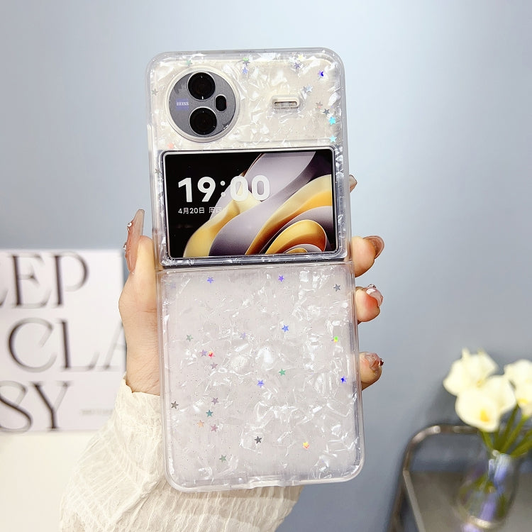 For vivo X Flip Glitter Epoxy Shell Texture Acrylic TPU Shockproof Phone Case