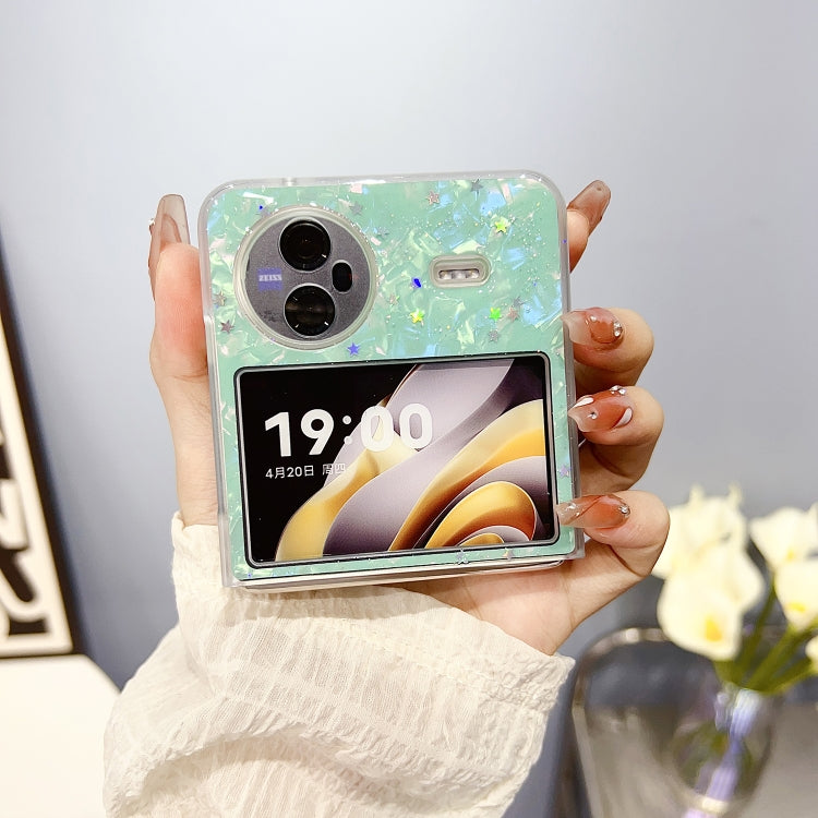 For vivo X Flip Glitter Epoxy Shell Texture Acrylic TPU Shockproof Phone Case